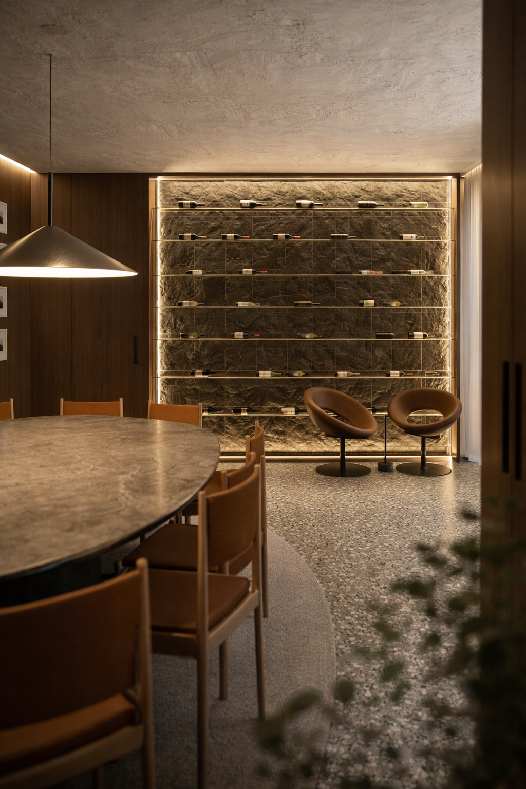 Apartamento TM — Sala de jantar e adega (perspectiva)