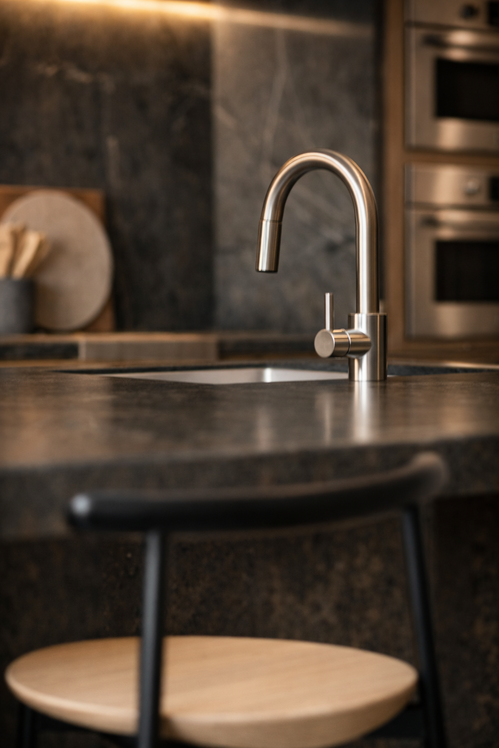 Apartamento TM — Detalhe de metais e bancada